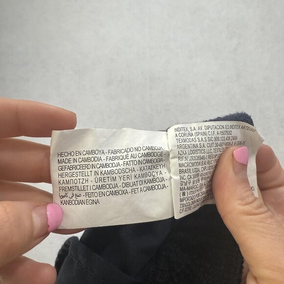 Zara Pants Mens Medium Navy Blue Textured Pleated Front Trousers Classic Fit - Picture 14 of 16